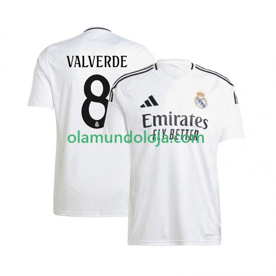 Camisola Real Madrid Federico Valverde 8 Homem Equipamento Primeiro 2024-2025 Manga Curta